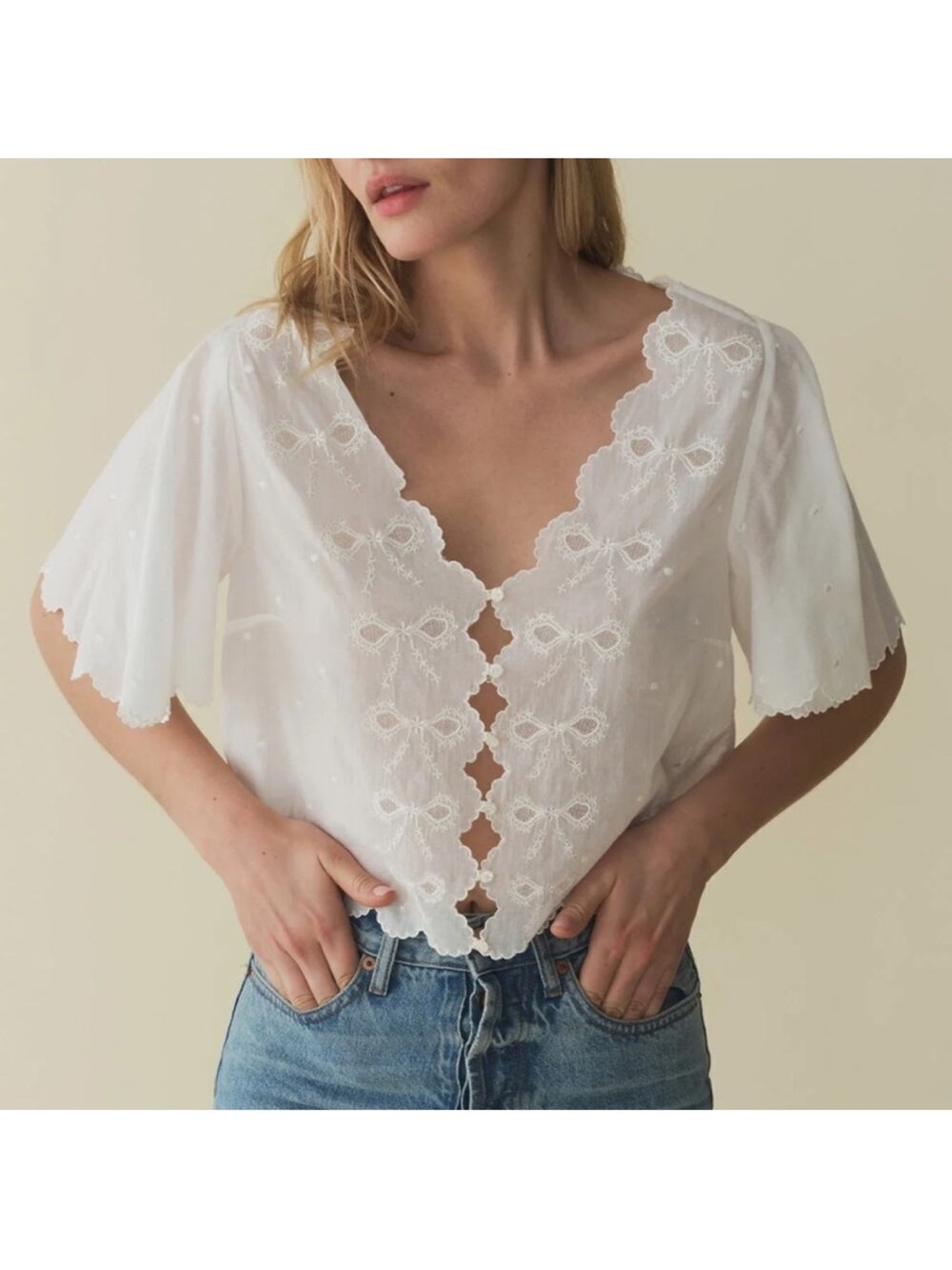 Dôen Kacy Cotton Voile Flutter Sleeve Blouse